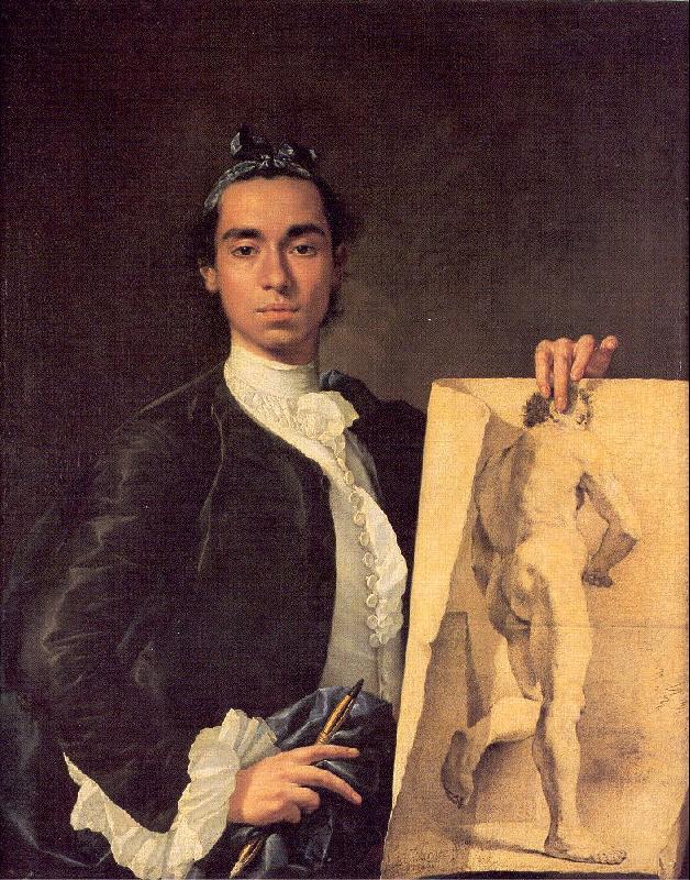 Melendez, Luis Eugenio Portrait of the Artist Holding a Life Study France oil painting art